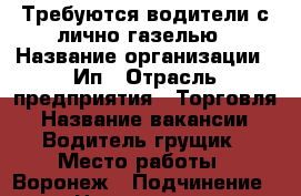 Требуются водители с лично газелью › Название организации ­ Ип › Отрасль предприятия ­ Торговля › Название вакансии ­ Водитель грущик › Место работы ­ Воронеж › Подчинение ­ Начальнику › Минимальный оклад ­ 1 200 › Максимальный оклад ­ 1 500 - Воронежская обл., Воронеж г. Работа » Вакансии   . Воронежская обл.